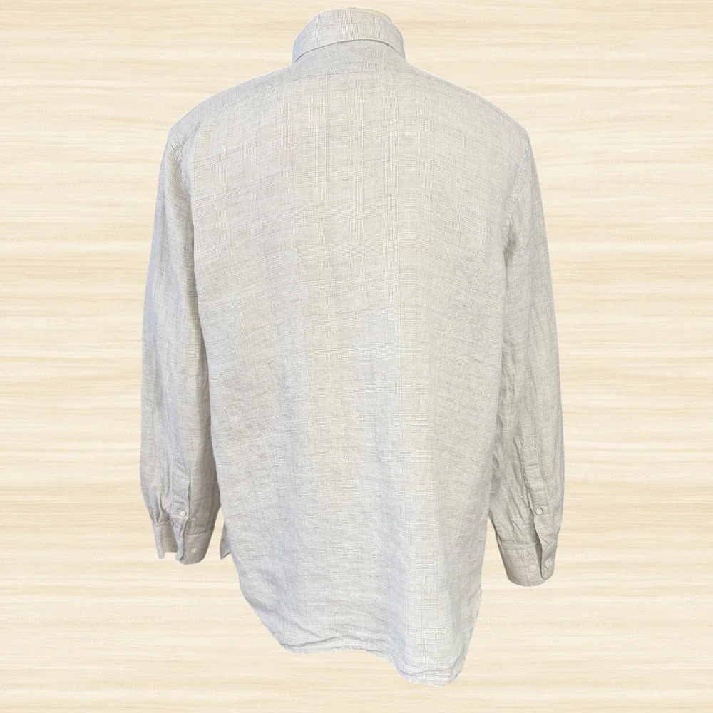 Banana Republic 100% Linen Tailored Slim Fit Shirt Button Up Coastal Beige  XL